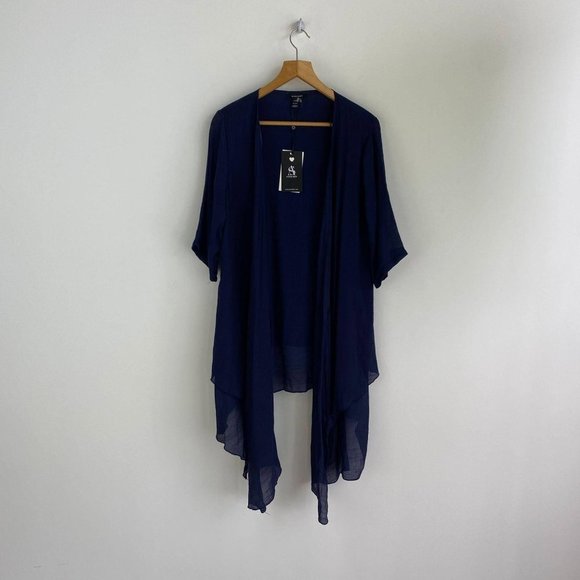 ALISON SHERI Navy Blue Waterfall Cardigan NWT - Picture 1 of 5